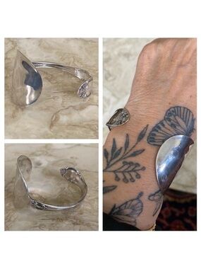 Gorham Sterling Silver Plate Handcrafted Spoon Cuff Bracelet